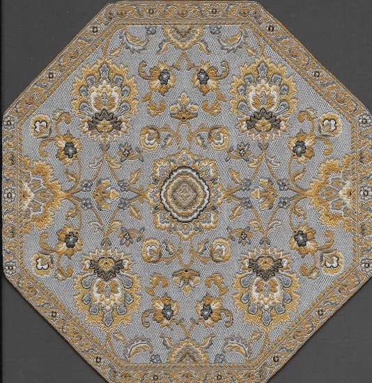 (image for) Turkish Octagonal Area Rug - Gray & Gold Floral