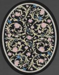 (image for) Turkish Oval Throw Rug - Black Floral