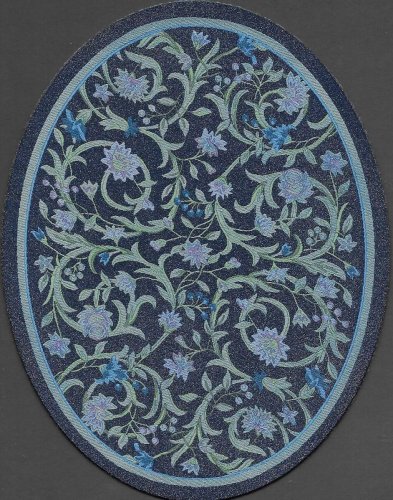 (image for) Turkish Oval Throw Rug - Blues Floral