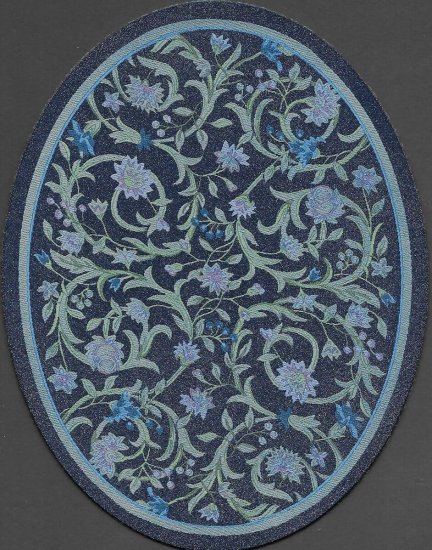 (image for) Turkish Oval Throw Rug - Blues Floral