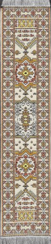 (image for) Turkish Runner Rug - Tan Gold & Rust