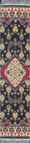 (image for) Turkish Runner Rug - Black Floral