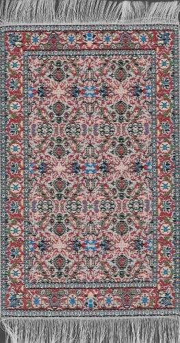 (image for) Turkish Rectangular Throw Rug - Brick Red Floral