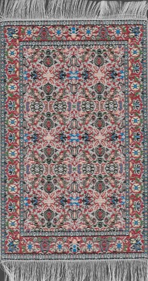 (image for) Turkish Rectangular Throw Rug - Brick Red Floral