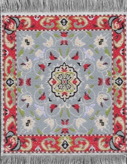 (image for) Turkish Rectangular Throw Rug - Red & Gray Floral