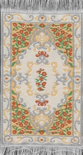 (image for) Turkish Rectangular Throw Rug - Orange & Yellow Floral