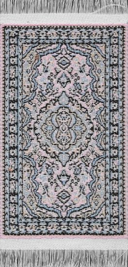 (image for) Turkish Rectangular Throw Rug - Pink & Blue Floral