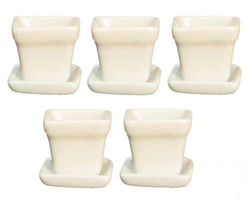 (image for) Plant Pots w/ Base White 5pc