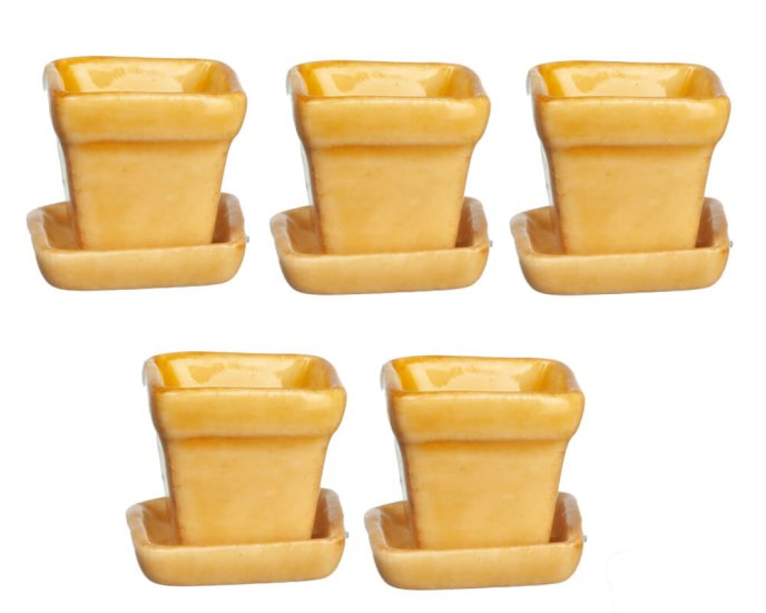 (image for) Plant Pots w/ Base Brown 5pc