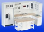 (image for) Kitchen Set w/ White Appliances - 8pc - White & Faux Marble