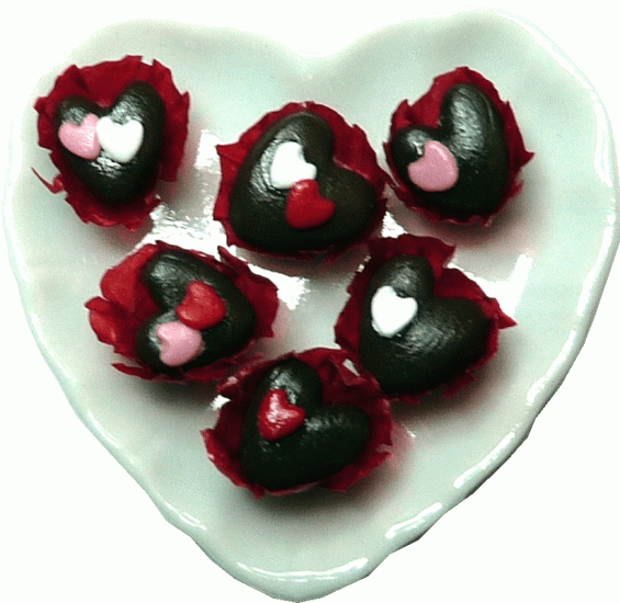 (image for) Heart Chocolates on Heart Platter