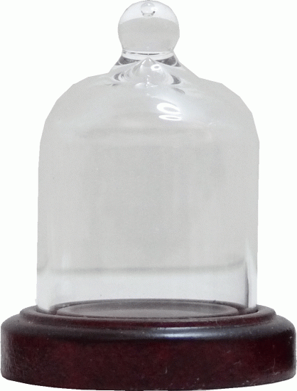 (image for) Glass Handle Dome on Wood Base Small