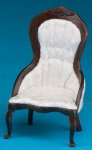 (image for) Victorian Lady's Chair w/ White Brocade Fabric - Walnut