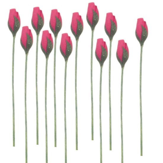 (image for) Rose Pink Rosebud Stems 12pc