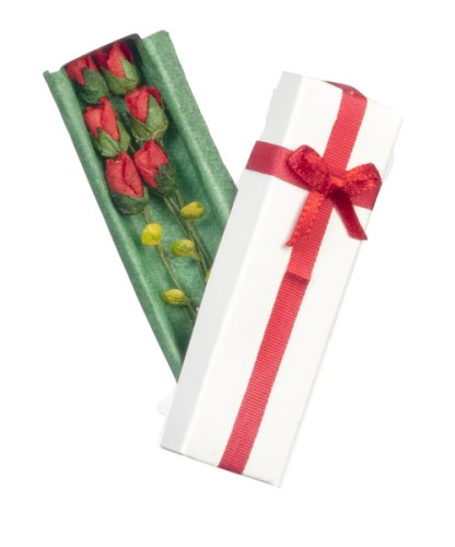 (image for) Gift Box w/ Red Rose Stems