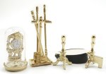 (image for) Brass Fireplace Accessories w/ Clock 8pc