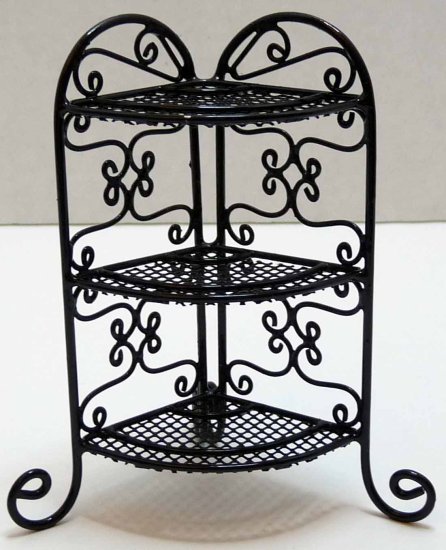 (image for) Black Wrought Iron Corner Plant Stand