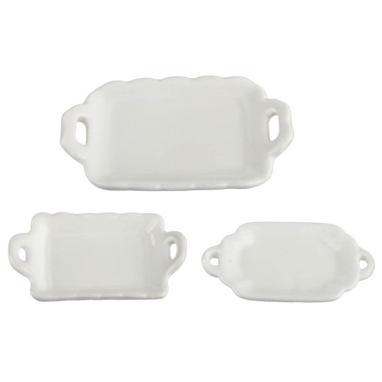 (image for) Rectangular Tray Set - White 3pc