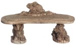 (image for) Stone Bench w/ Rabbit Decor 2pc Gray Ancient