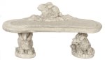 (image for) Stone Bench w/ Rabbit Decor 2pc Gray