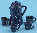 (image for) Blue Enamel Splatter Coffee or Tea Set 5pc