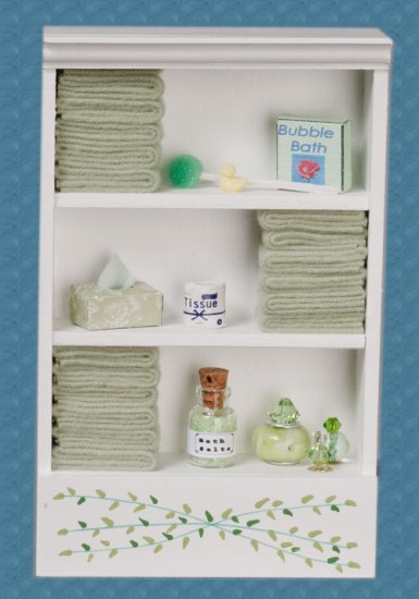 (image for) Bathroom Cabinet White & Light Green w/ Accessories