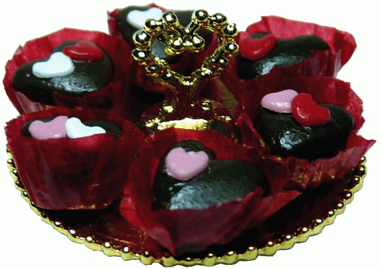 (image for) Chocolate Hearts on Gold Tray