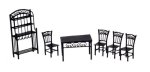 (image for) 1/2in Scale Black Wire Kitchen or Dining Room Set 6pc