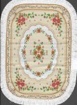 (image for) Fringed Rectangular Woven Turkish Rug - Tan Floral