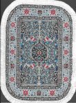 (image for) Fringed Rectangular Woven Turkish Rug - Blue Floral