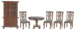 (image for) Walnut & Forest Green Dining Room Set - 6pc