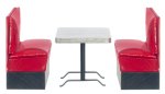 (image for) 1950s Booth Table Set - Red & Silver - 3pc