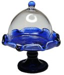 (image for) Blue Glass Pedestal Cake Plate w/ Cover