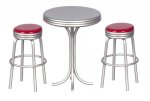 (image for) 1950s Tall Table & Stools - 3pc - Red