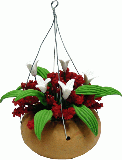 (image for) Red & White Hanging Flower Arrangement