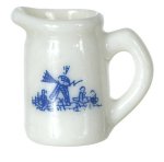 (image for) Porcelain Pitcher White w/ Blue Windmill