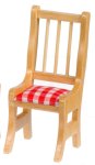 (image for) Red Checked Cushion Chairs - 4pc - Oak