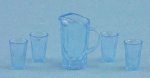 (image for) Crystal Pitcher & 4 Tumblers-Blue KIT