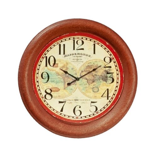 (image for) World Face Wooden Wall Clock