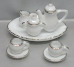 (image for) White w/ Silver Trim Tea Set 10pc