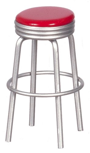 (image for) 1950s Red & Silver Stool