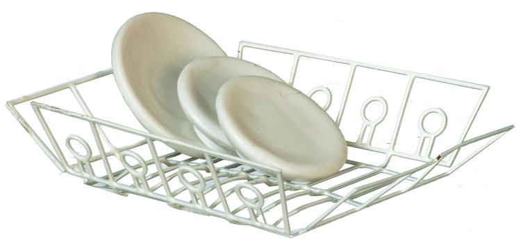 (image for) White Dish Drainer w/ Dishes