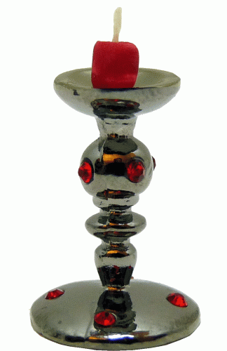 (image for) Tall Ruby Encrusted Candlestick with Red Candle