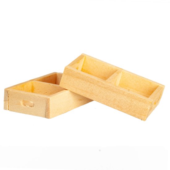 (image for) Shallow Wooden Box Crate 2pc - Natural