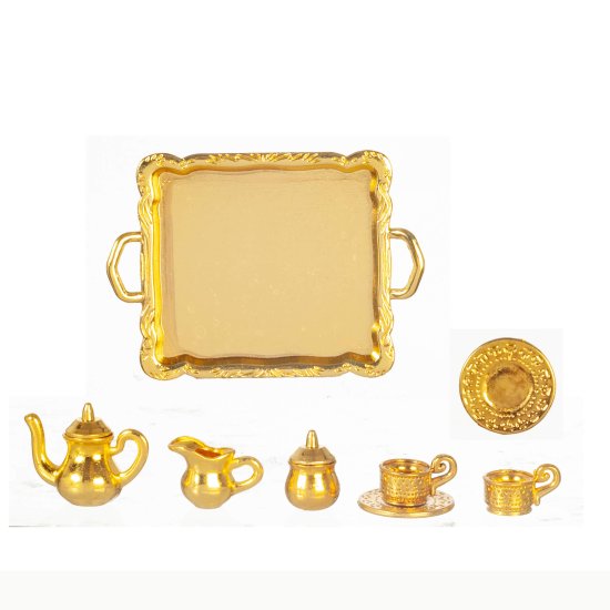 (image for) Gold Tea Set w/ Tray 7pc