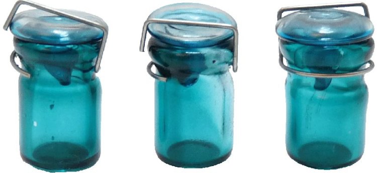 (image for) Blue Glass Canning Jars Small 3pc