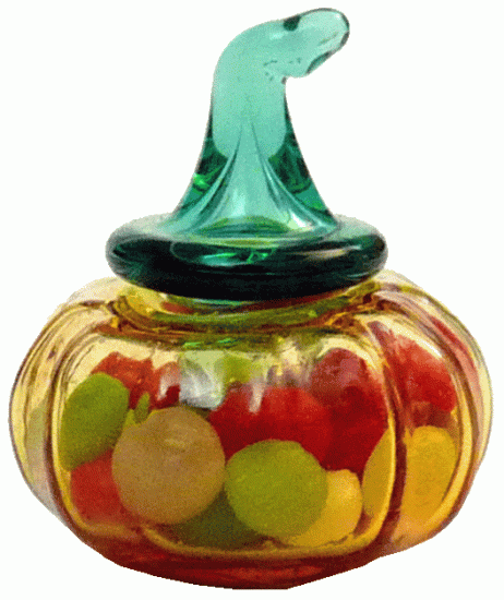 (image for) Pumpkin Glass Candy Dish w/ Lid