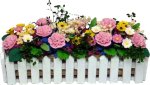 (image for) Pink Carnations in White Picket Planter