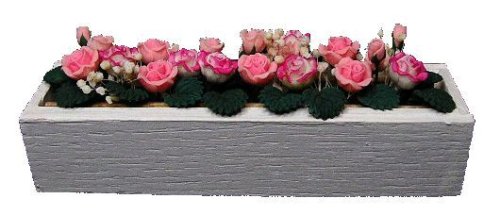 (image for) Pink & White Roses in White Window Box