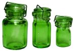 (image for) Glass Canning Jar-Green 3pc